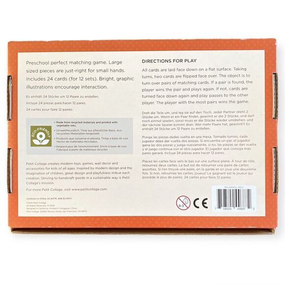 PETIT COLLAGE Memory Game Matching Puzzle Learning Animal Pals Gift Kids Toddler - Picture 3 of 7